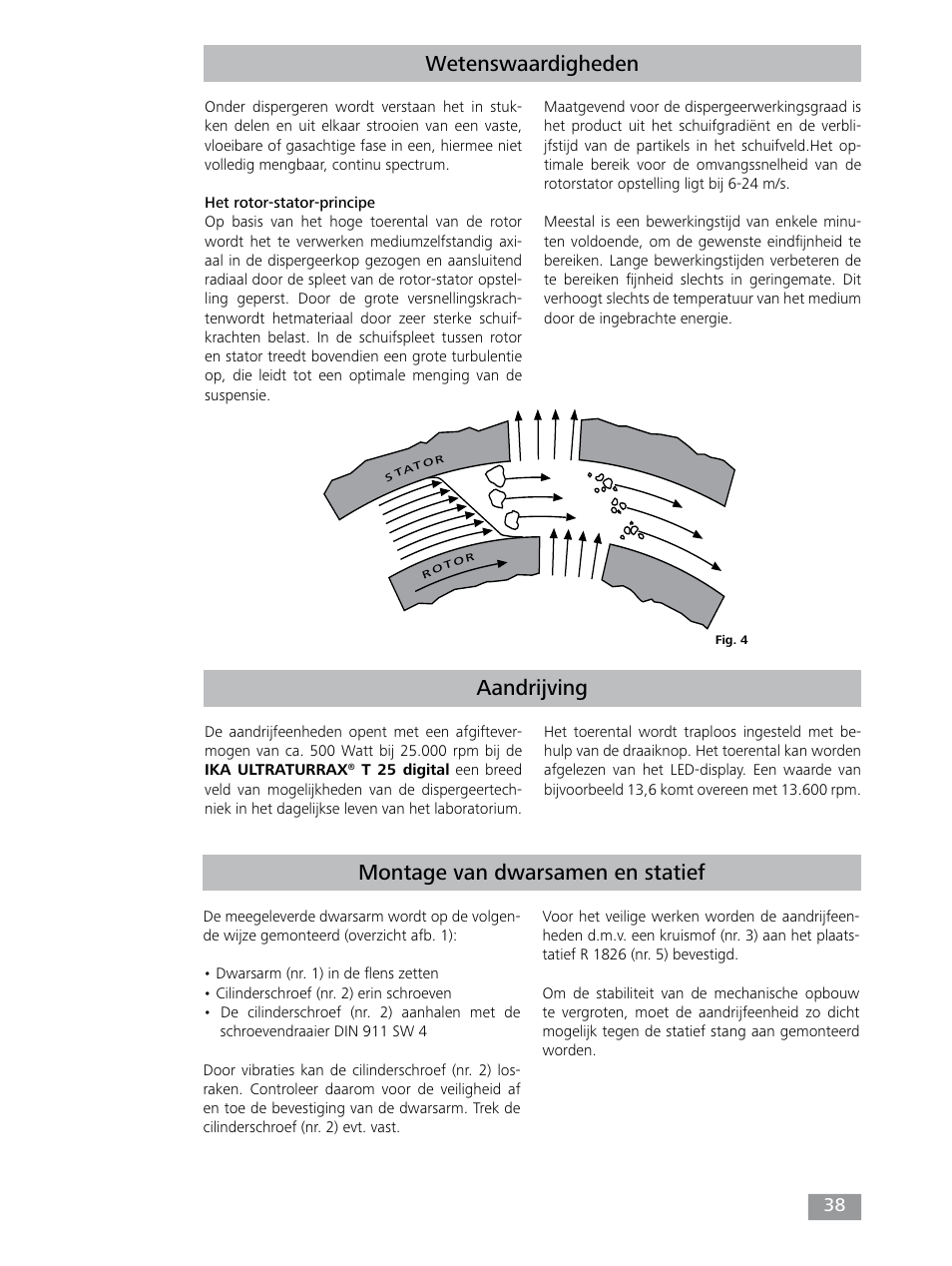 Aandrijving wetenswaardigheden, Montage van dwarsamen en statief | IKA T 25 digital ULTRA-TURRAX User Manual | Page 38 / 188