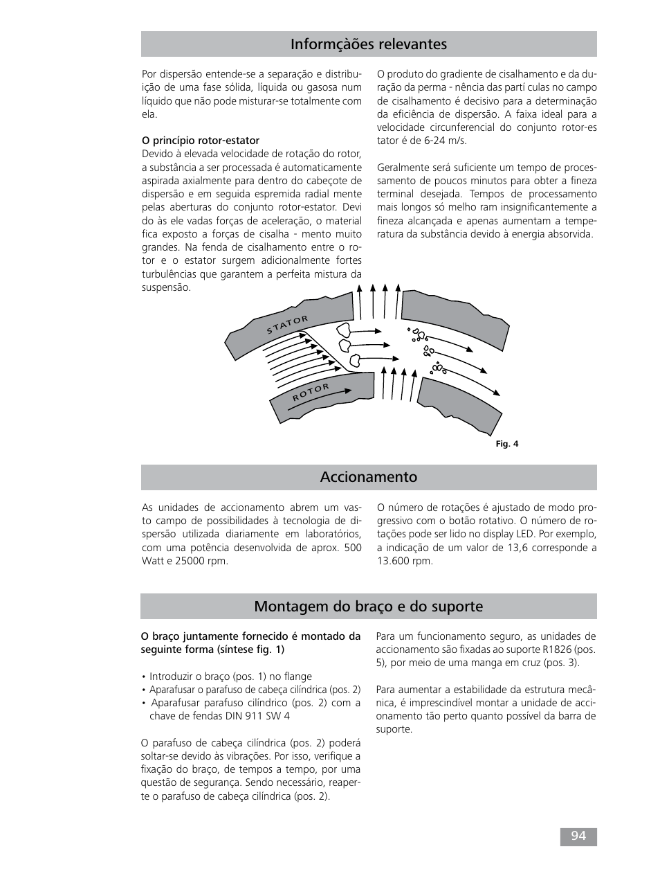 Accionamento informçàões relevantes, Montagem do braço e do suporte | IKA T 25 digital ULTRA-TURRAX User Manual | Page 94 / 188