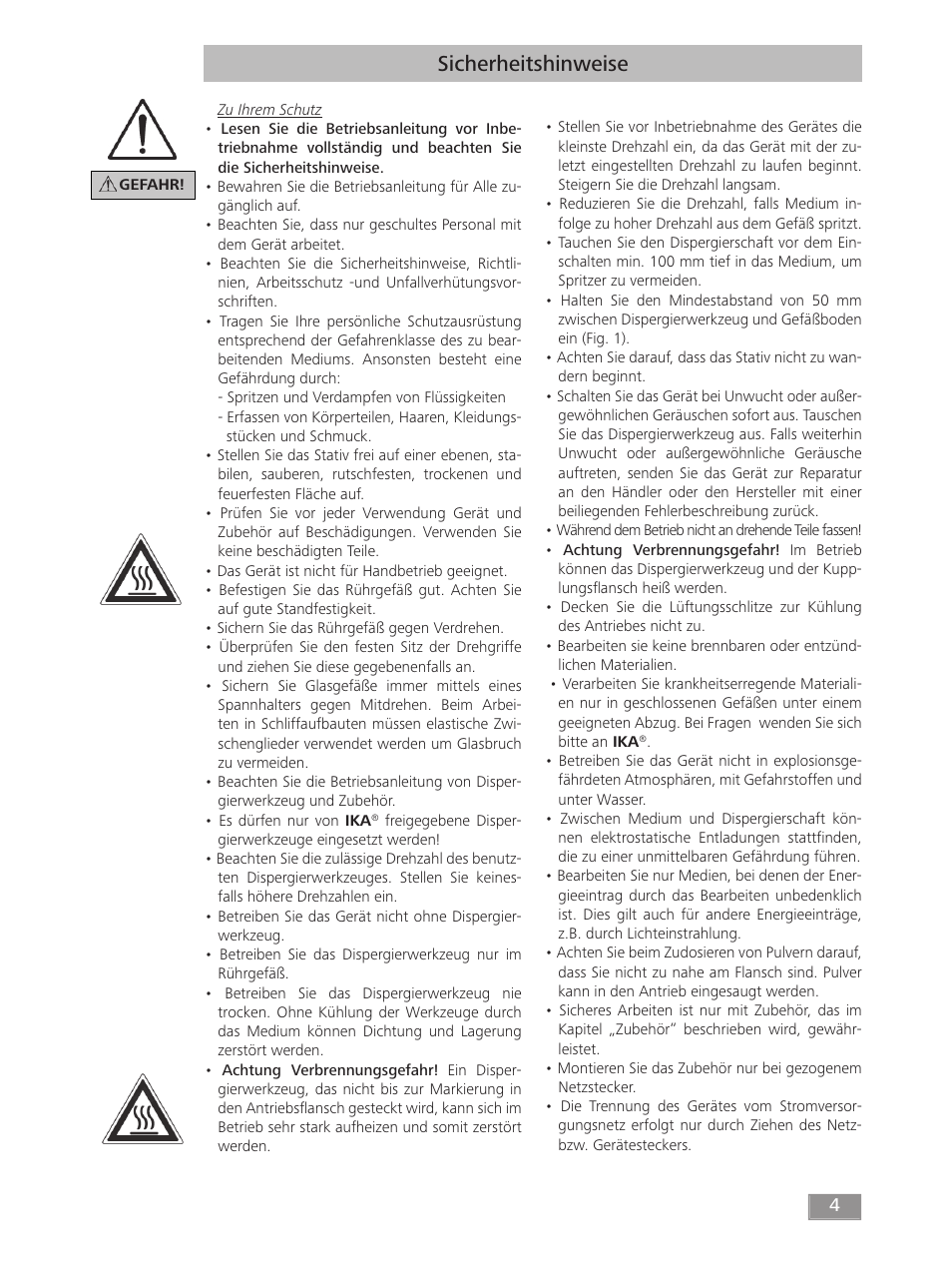 Sicherheitshinweise | IKA T 50 digital ULTRA-TURRAX User Manual | Page 4 / 188
