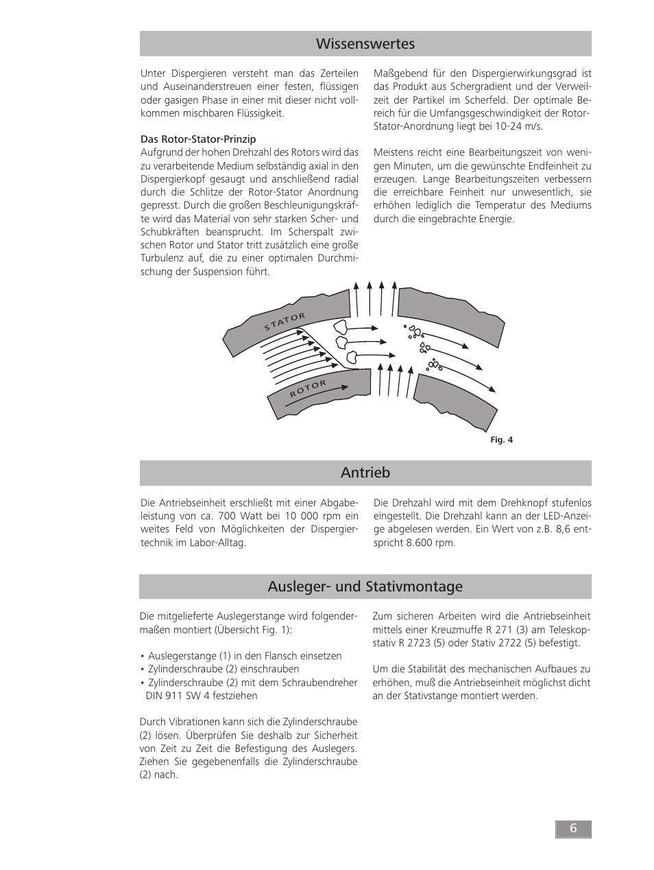 Antrieb wissenswertes, Ausleger- und stativmontage | IKA T 50 digital ULTRA-TURRAX User Manual | Page 6 / 188