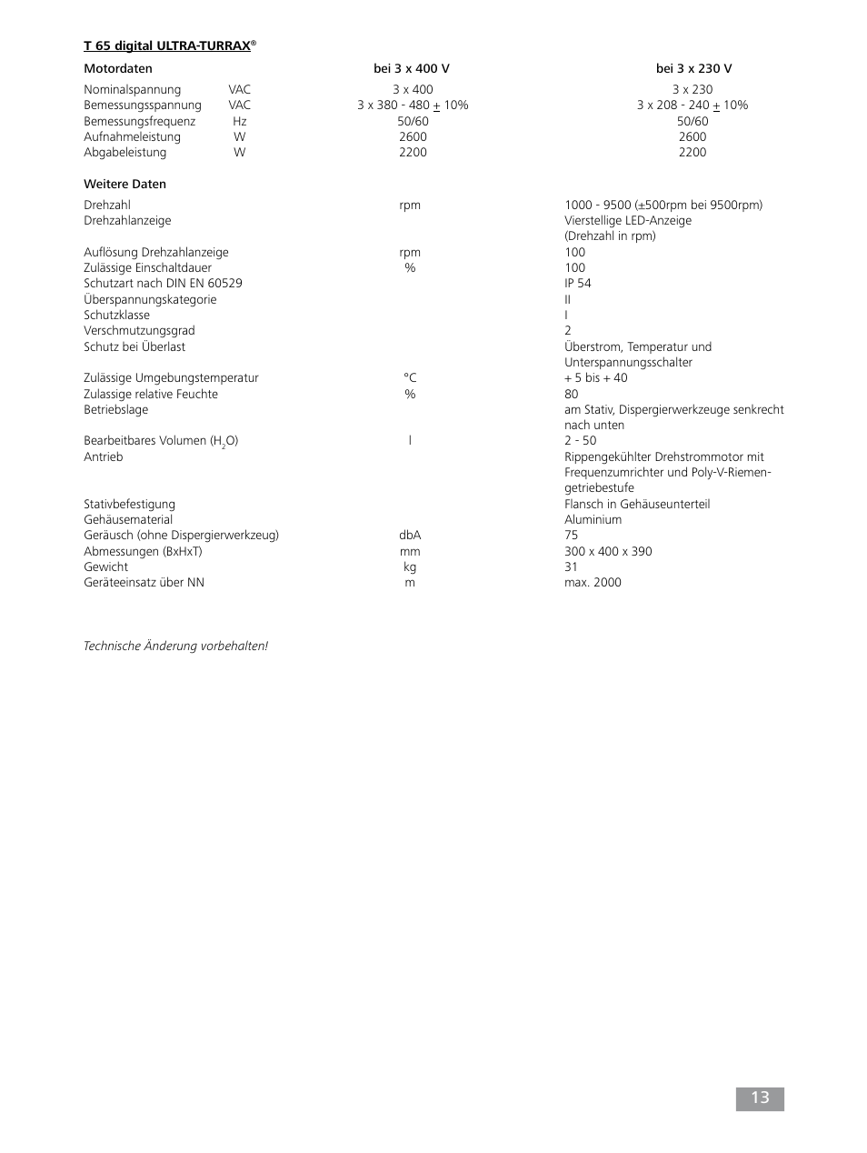 IKA T 65 digital ULTRA-TURRAX User Manual | Page 13 / 100