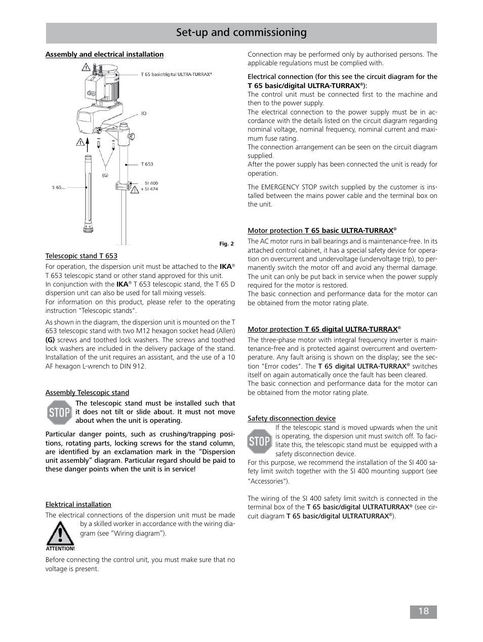 Set-up and commissioning | IKA T 65 digital ULTRA-TURRAX User Manual | Page 18 / 100