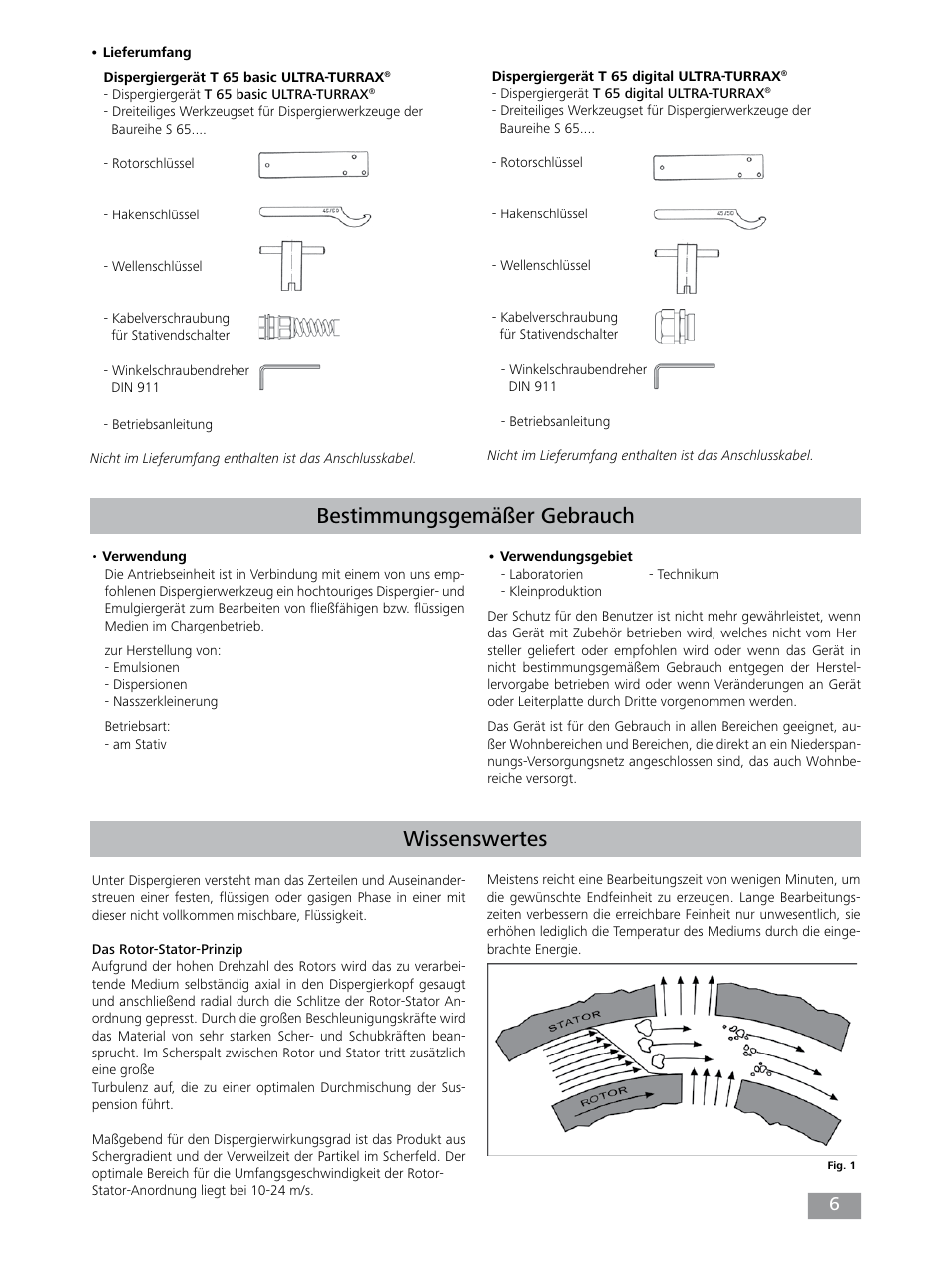 Wissenswertes, Bestimmungsgemäßer gebrauch | IKA T 65 digital ULTRA-TURRAX User Manual | Page 6 / 100