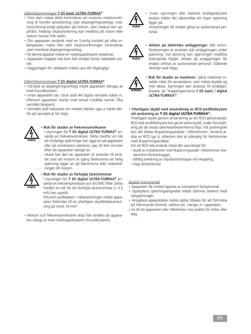 IKA T 65 digital ULTRA-TURRAX User Manual | Page 65 / 100