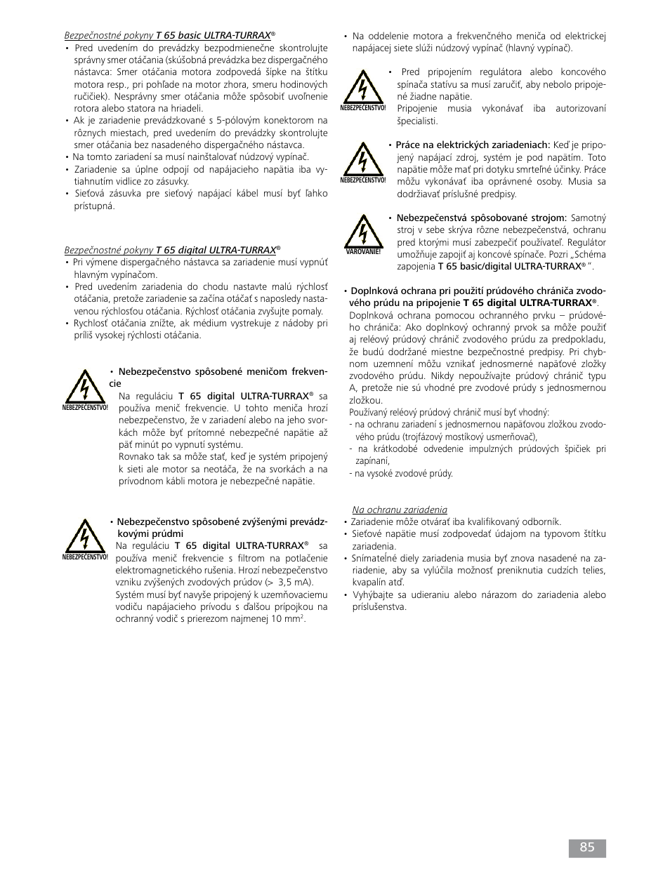 IKA T 65 digital ULTRA-TURRAX User Manual | Page 85 / 100