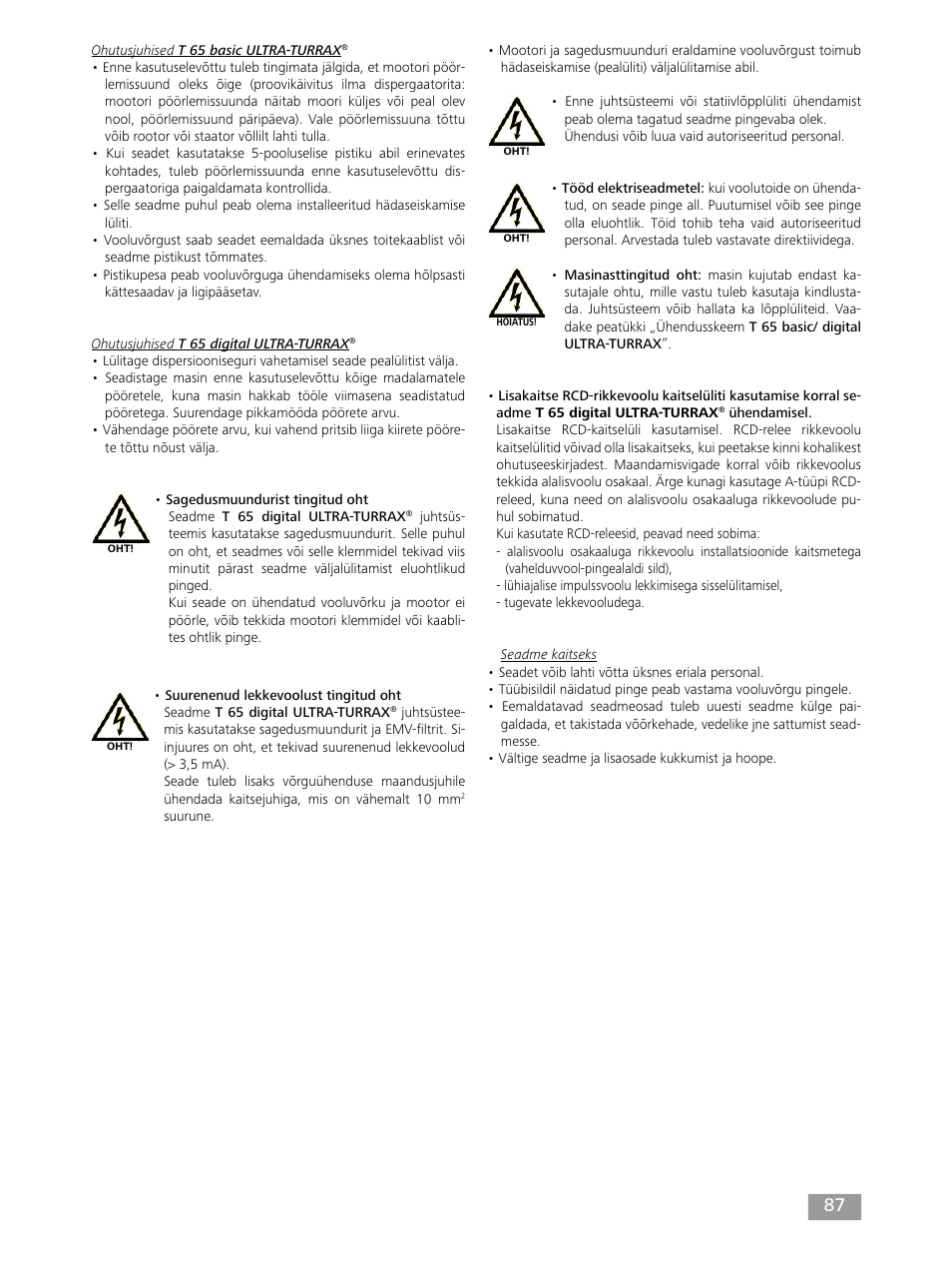 IKA T 65 digital ULTRA-TURRAX User Manual | Page 87 / 100