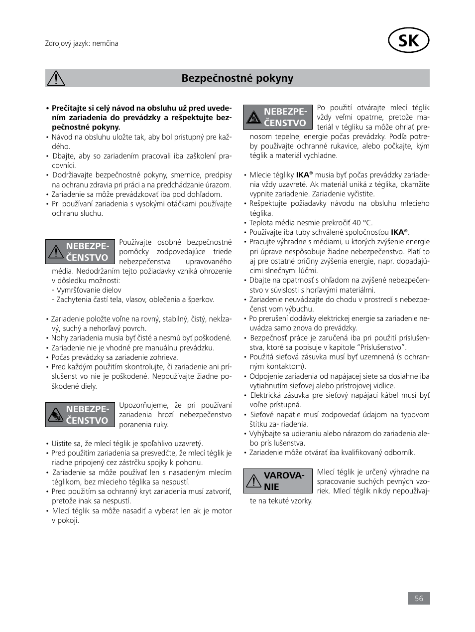 Bezpečnostné pokyny | IKA Tube Mill control User Manual | Page 56 / 64