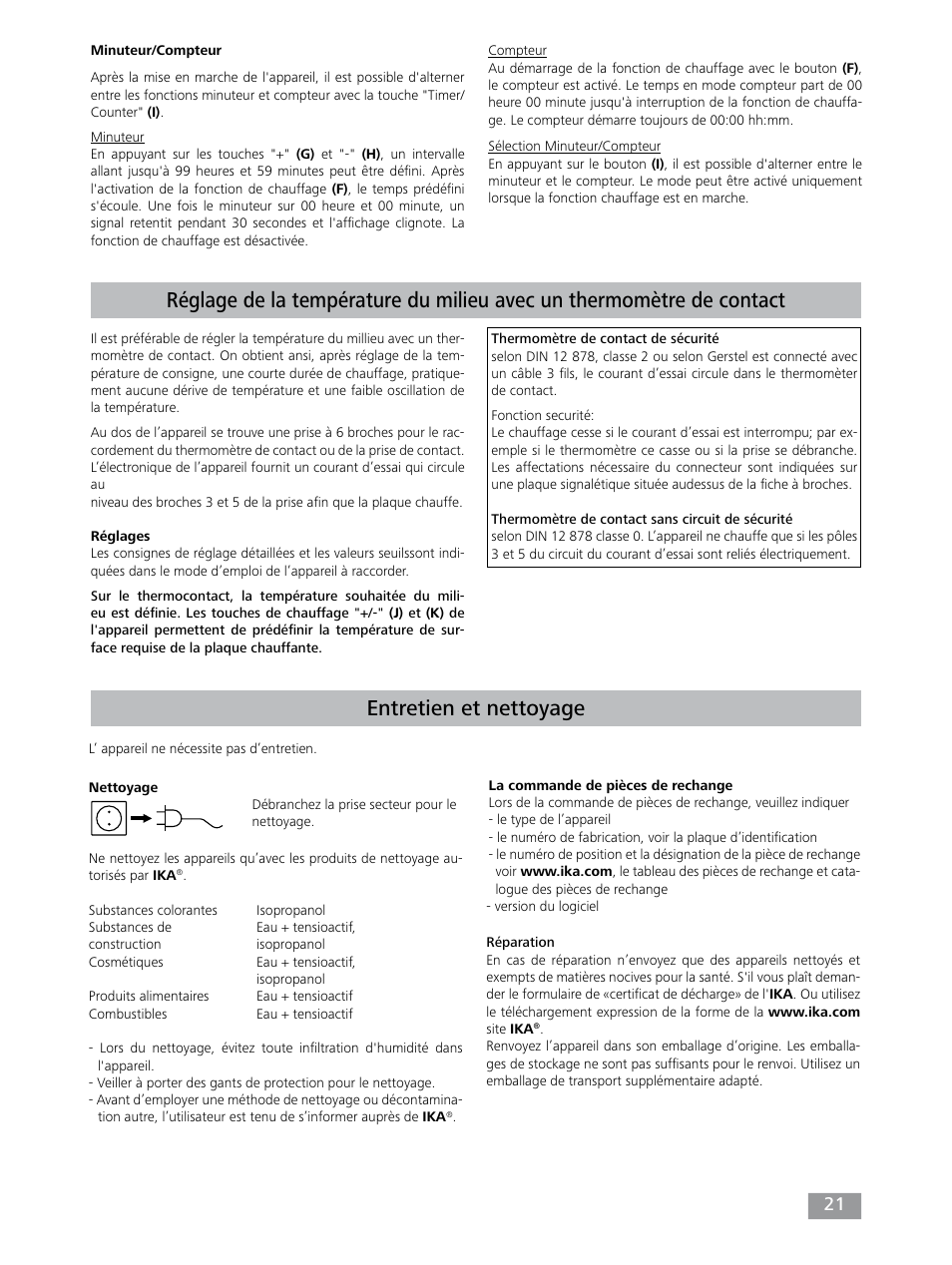 Entretien et nettoyage | IKA Dry Block Heater 4 User Manual | Page 21 / 52