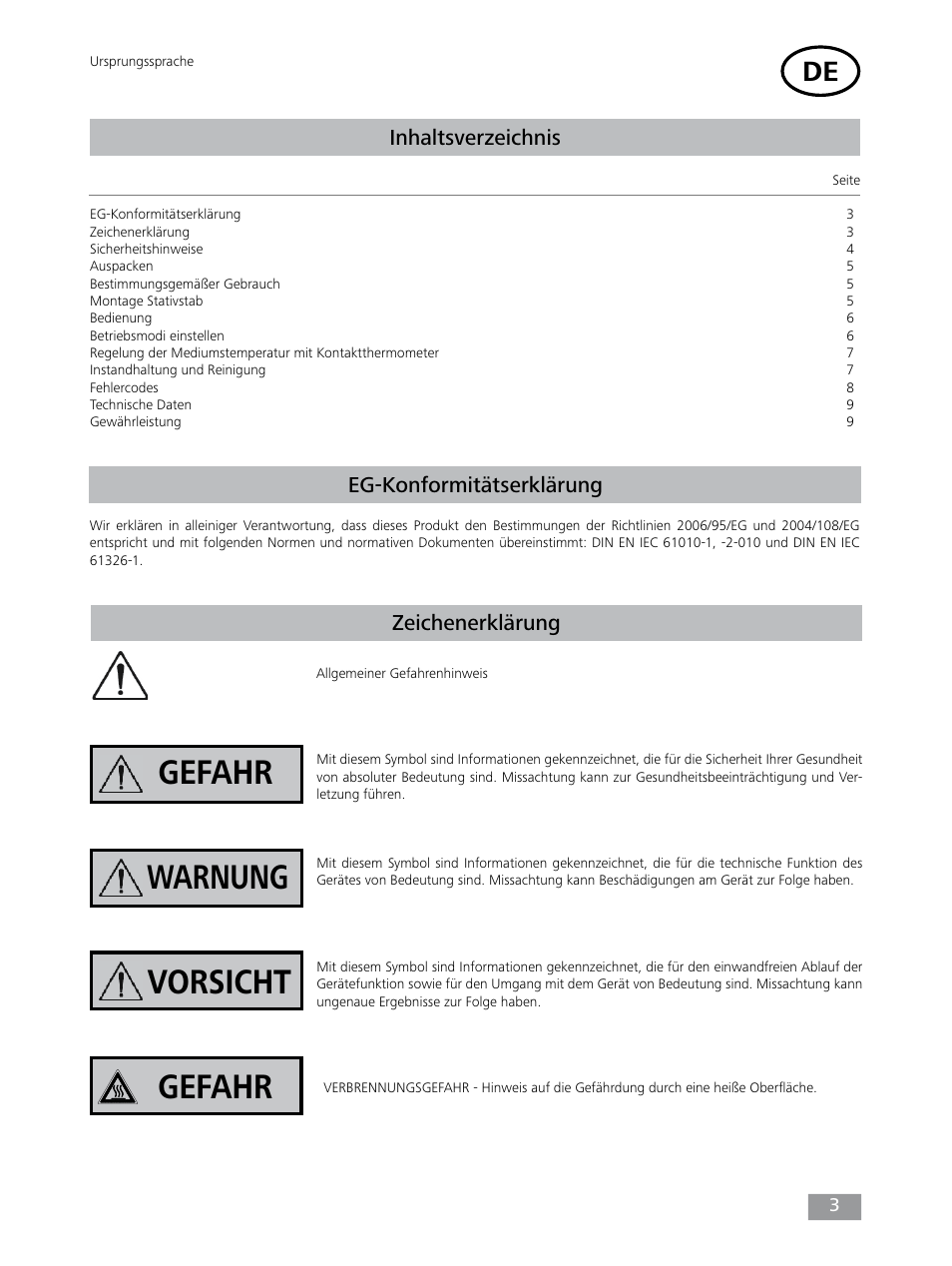 IKA Dry Block Heater 4 User Manual | Page 3 / 52