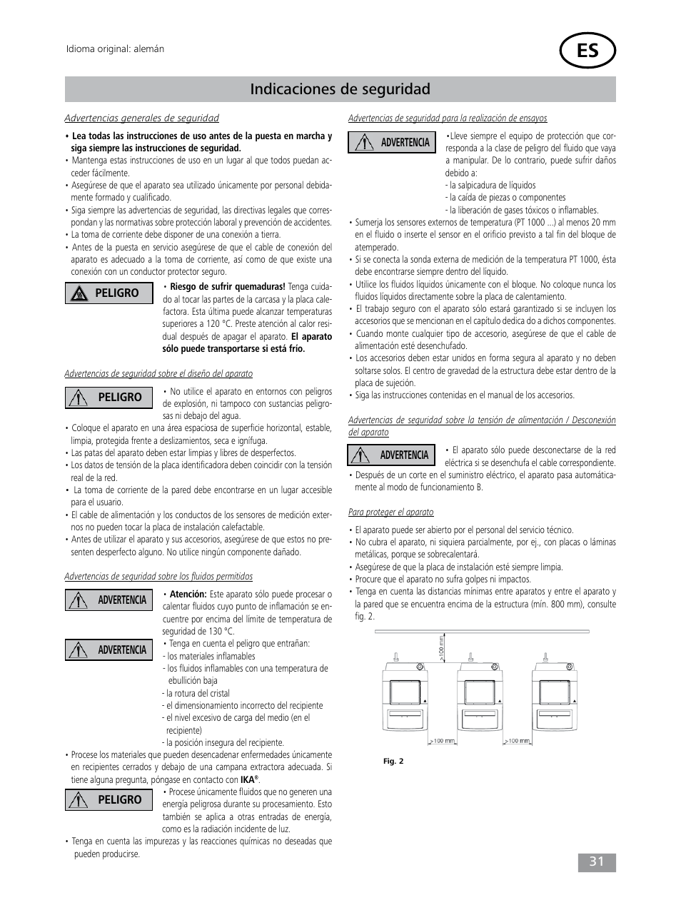 Indicaciones de seguridad | IKA Dry Block Heater 4 User Manual | Page 31 / 52