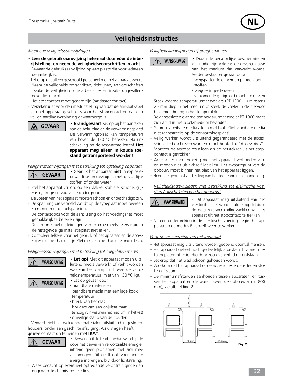 Veiligheidsinstructies | IKA Dry Block Heater 4 User Manual | Page 32 / 52