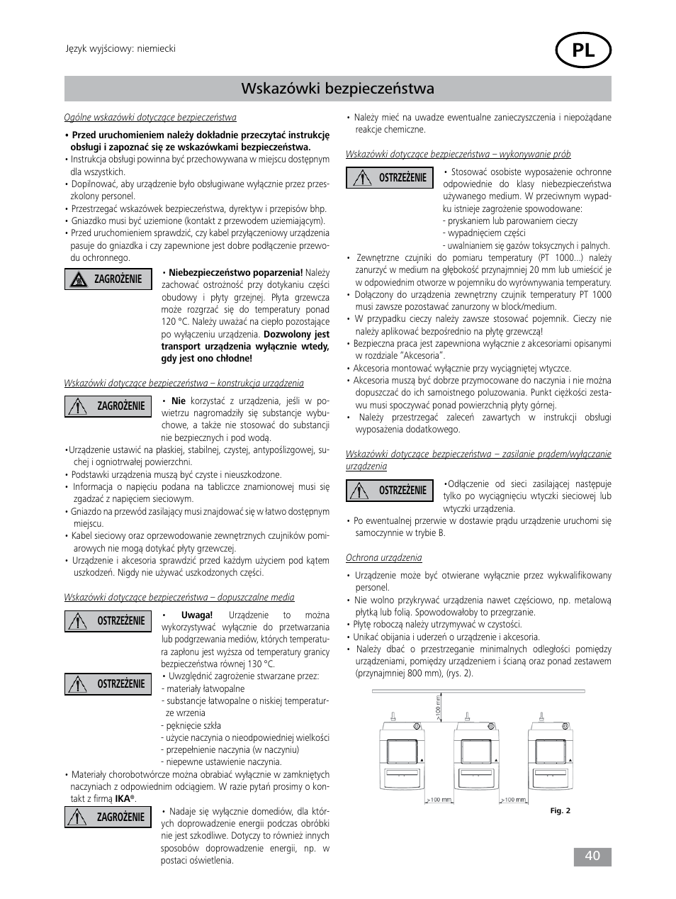 Wskazówki bezpieczeństwa | IKA Dry Block Heater 4 User Manual | Page 40 / 52