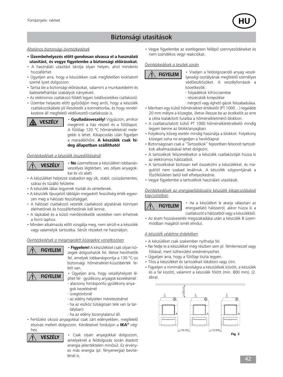 Biztonsági utasítások | IKA Dry Block Heater 4 User Manual | Page 42 / 52