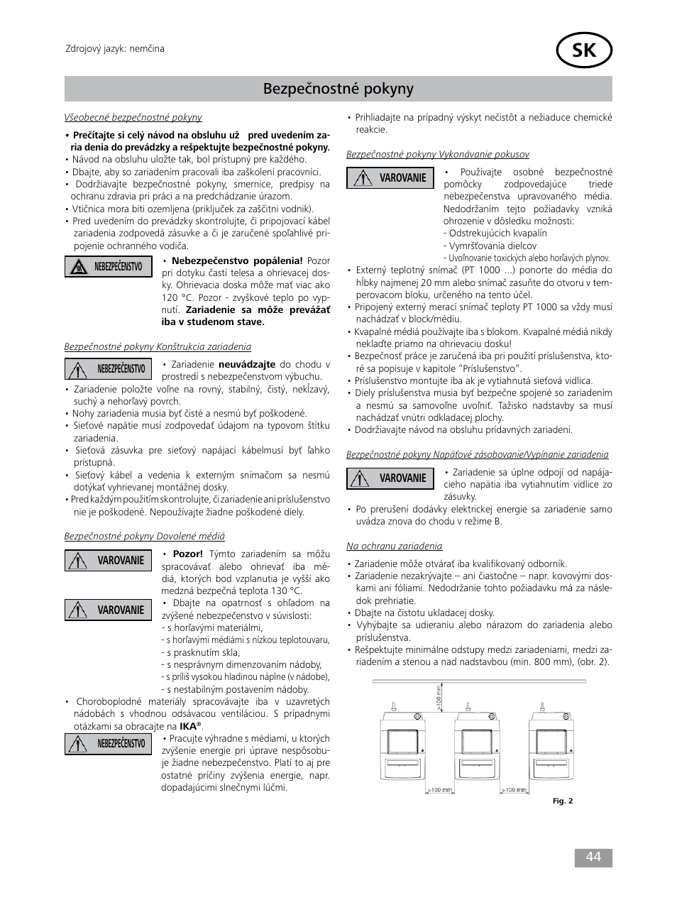 Bezpečnostné pokyny | IKA Dry Block Heater 4 User Manual | Page 44 / 52