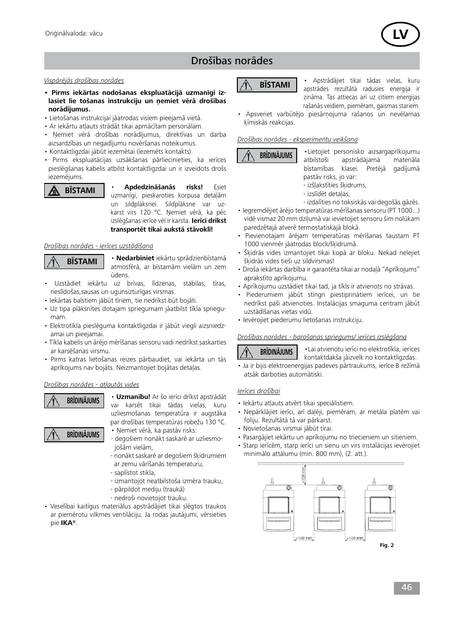Drošības norādes | IKA Dry Block Heater 4 User Manual | Page 46 / 52