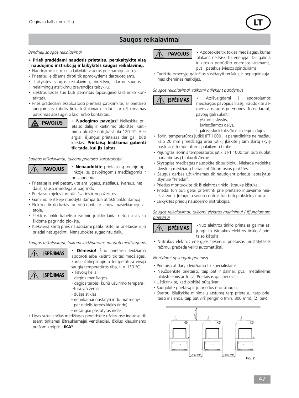 Saugos reikalavimai | IKA Dry Block Heater 4 User Manual | Page 47 / 52