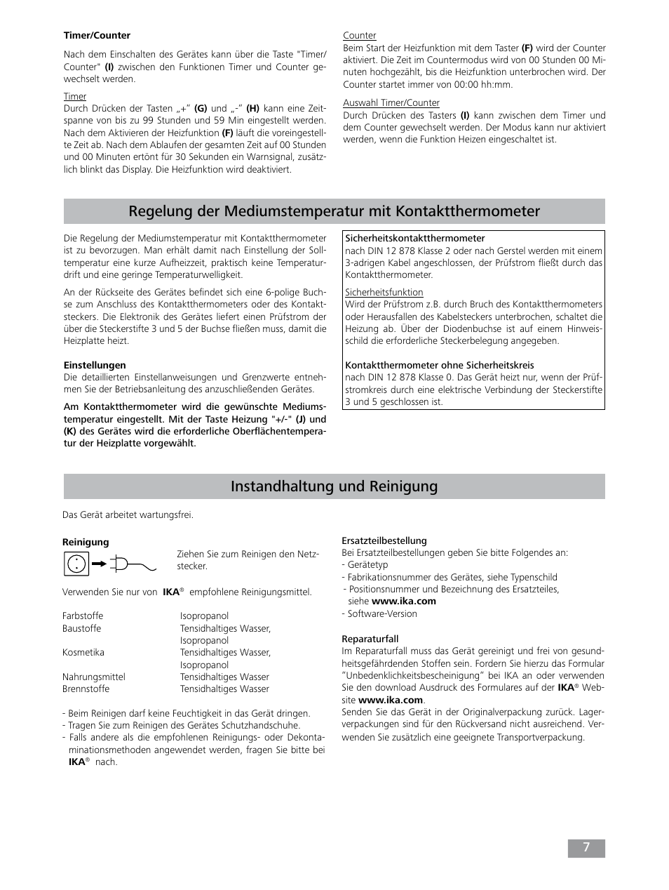 Instandhaltung und reinigung | IKA Dry Block Heater 4 User Manual | Page 7 / 52