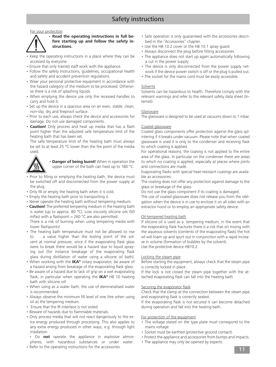 Safety instructions | IKA HB 10 User Manual | Page 11 / 52