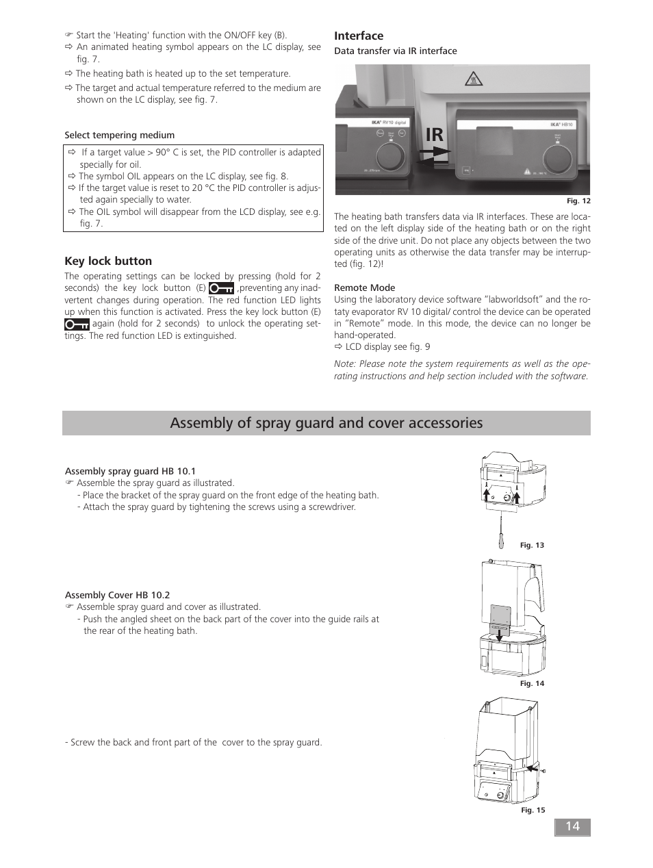 Assembly of spray guard and cover accessories | IKA HB 10 User Manual | Page 14 / 52