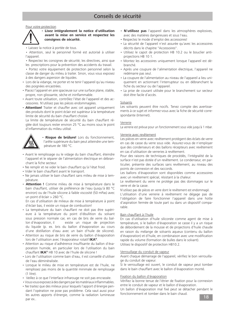 Conseils de sécurité | IKA HB 10 User Manual | Page 18 / 52