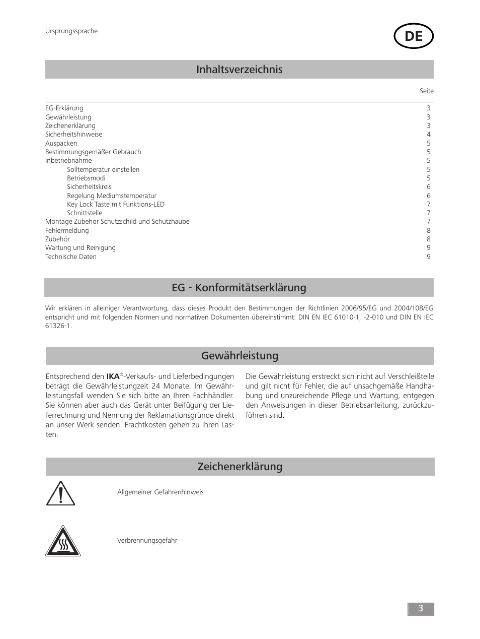 IKA HB 10 User Manual | Page 3 / 52