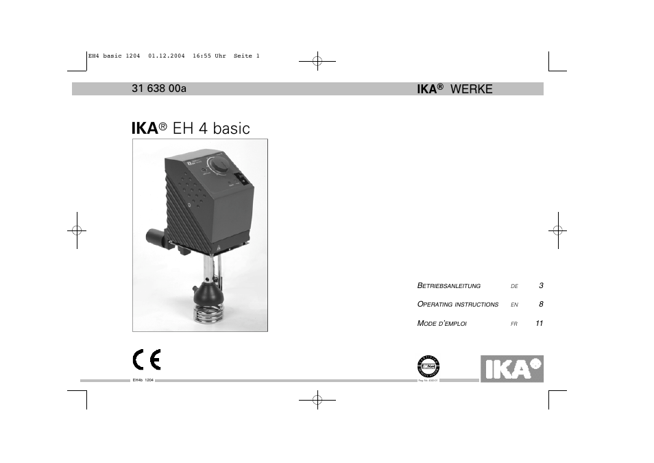 IKA EH 4 basic User Manual | 20 pages