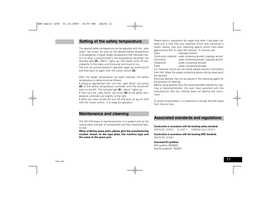 IKA EH 4 basic User Manual | Page 11 / 20