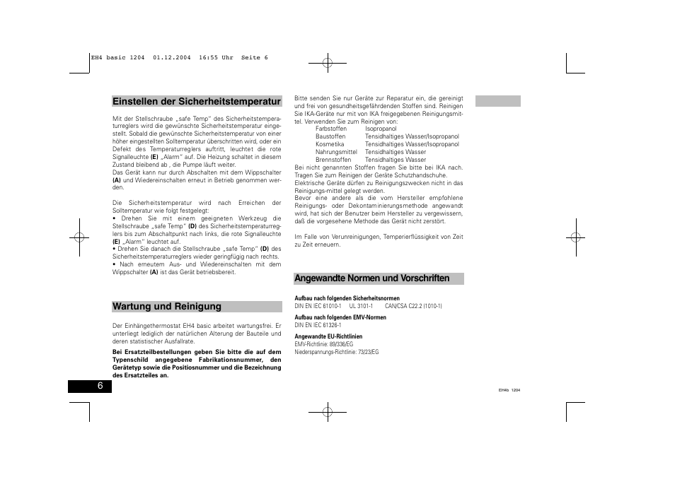 IKA EH 4 basic User Manual | Page 6 / 20