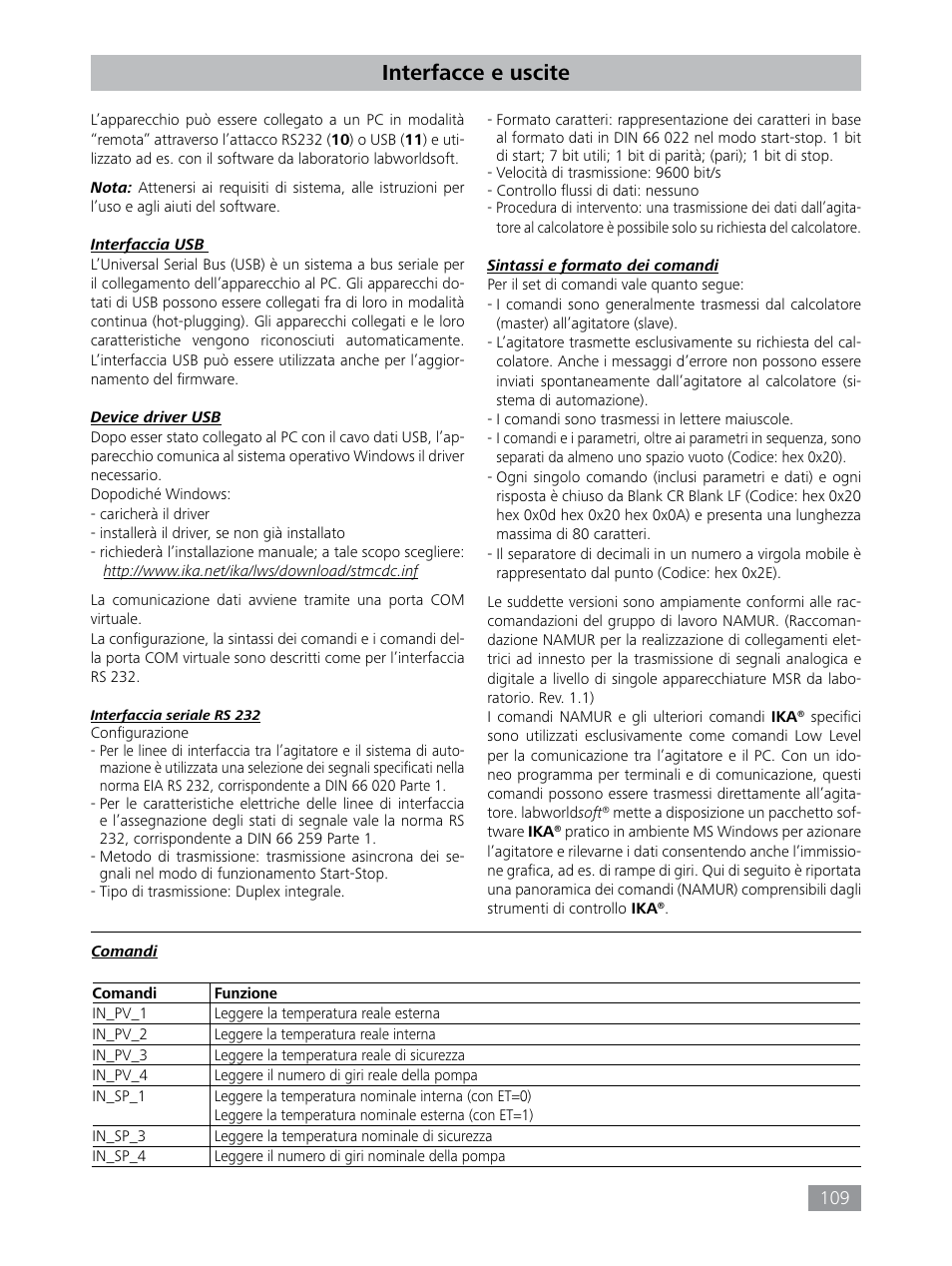 Interfacce e uscite | IKA HBC 10 baisc User Manual | Page 109 / 168