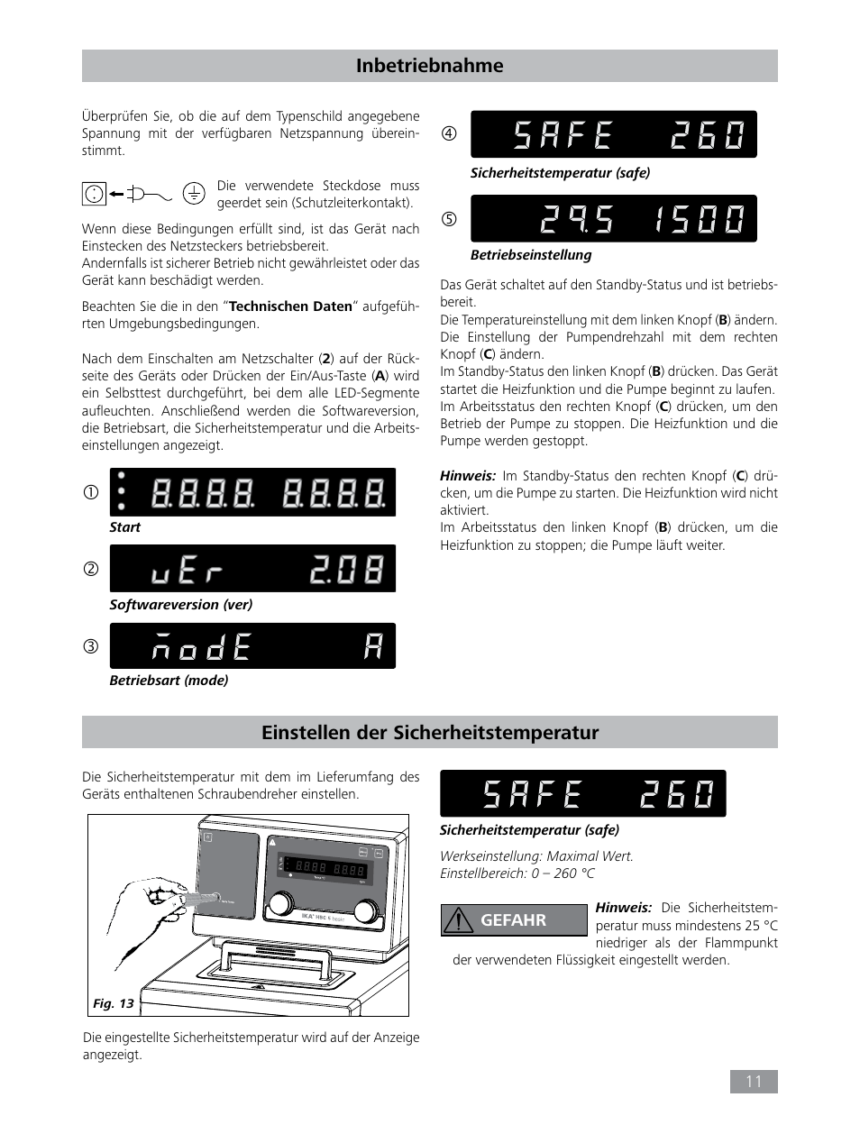 Einstellen der sicherheitstemperatur, Inbetriebnahme | IKA HBC 10 baisc User Manual | Page 11 / 168