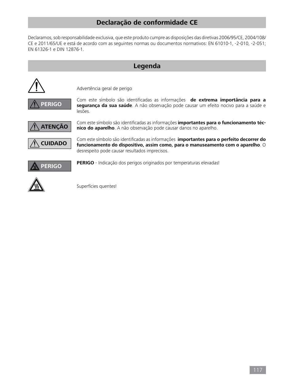 Declaração de conformidade ce legenda | IKA HBC 10 baisc User Manual | Page 117 / 168