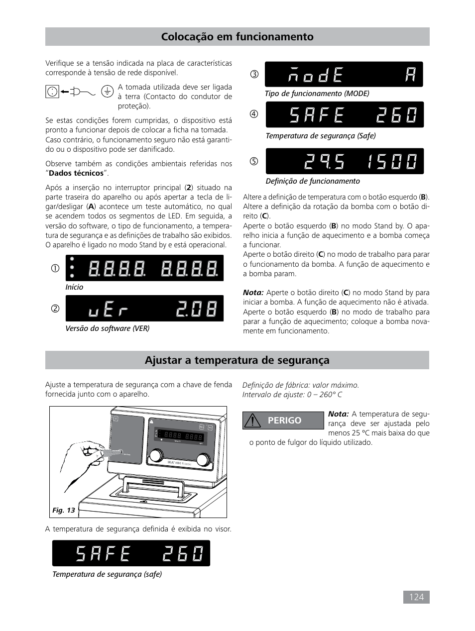 Colocação em funcionamento, Ajustar a temperatura de segurança | IKA HBC 10 baisc User Manual | Page 124 / 168