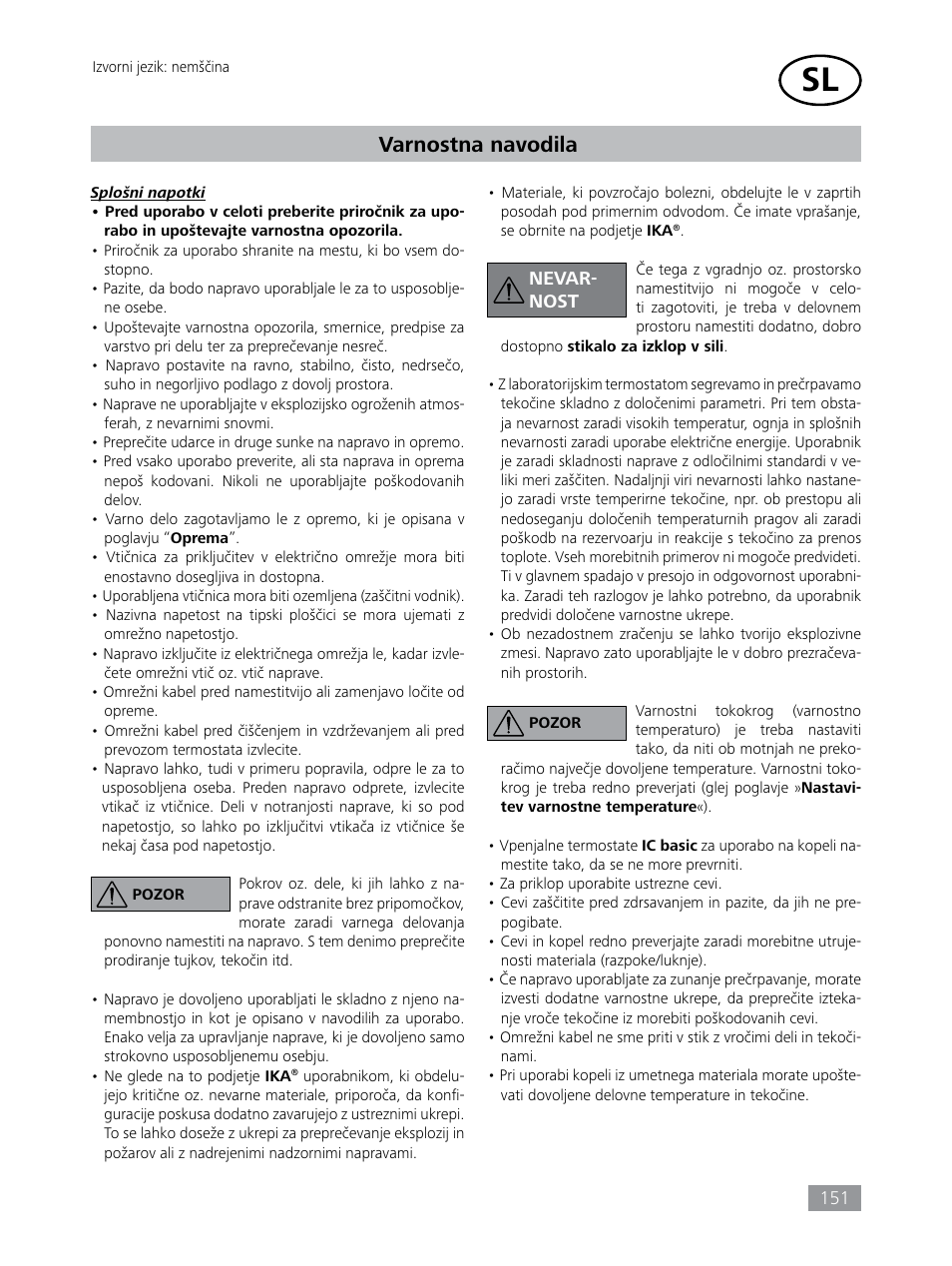 Varnostna navodila | IKA HBC 10 baisc User Manual | Page 151 / 168