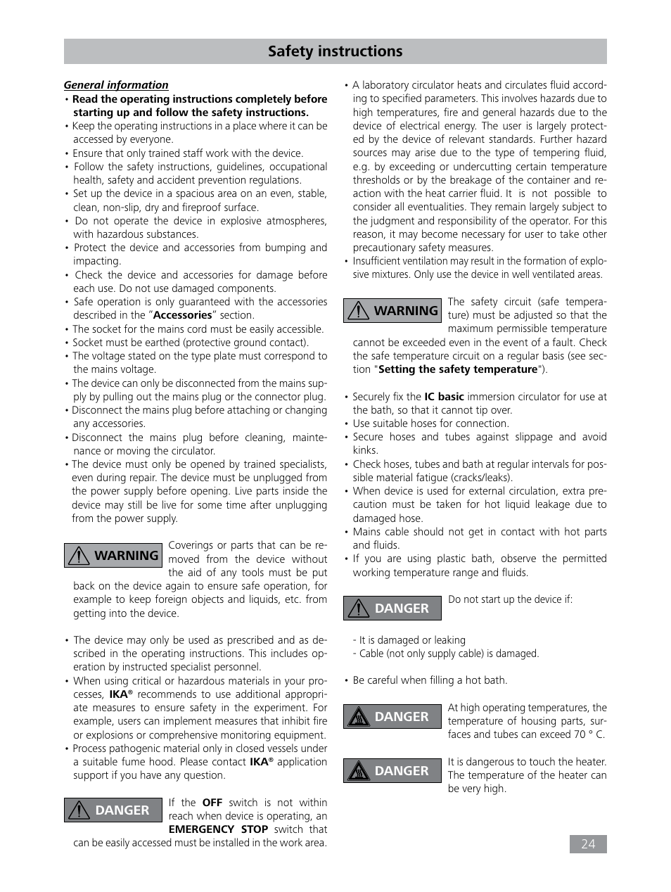 Safety instructions | IKA HBC 10 baisc User Manual | Page 24 / 168