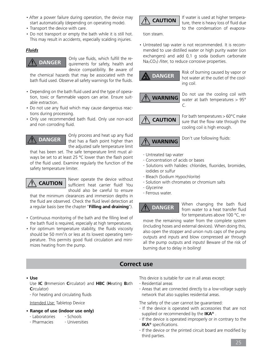Correct use | IKA HBC 10 baisc User Manual | Page 25 / 168