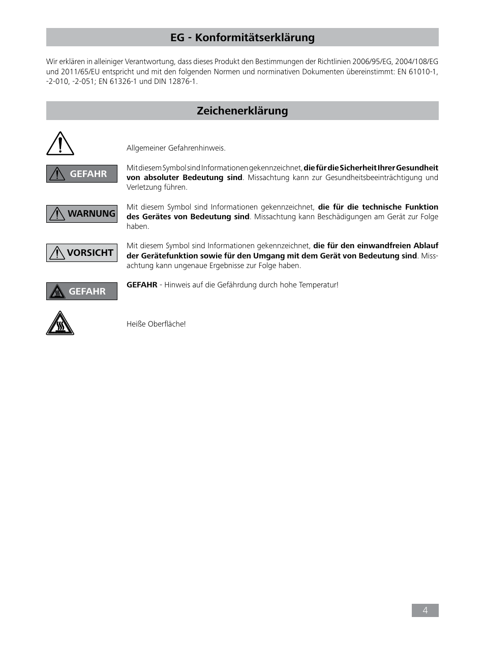 Eg - konformitätserklärung zeichenerklärung | IKA HBC 10 baisc User Manual | Page 4 / 168