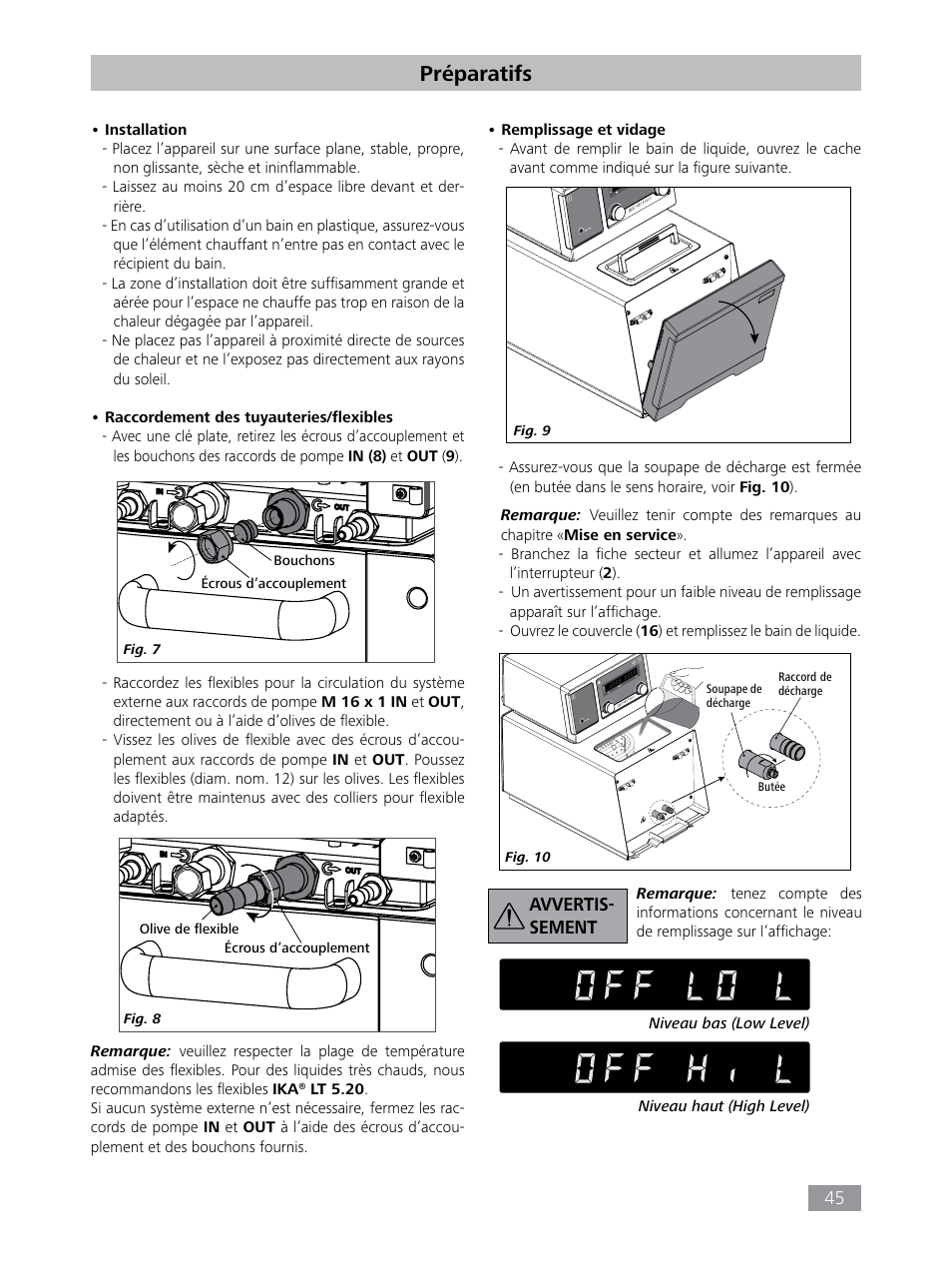 Préparatifs, Avvertis- sement | IKA HBC 10 baisc User Manual | Page 45 / 168