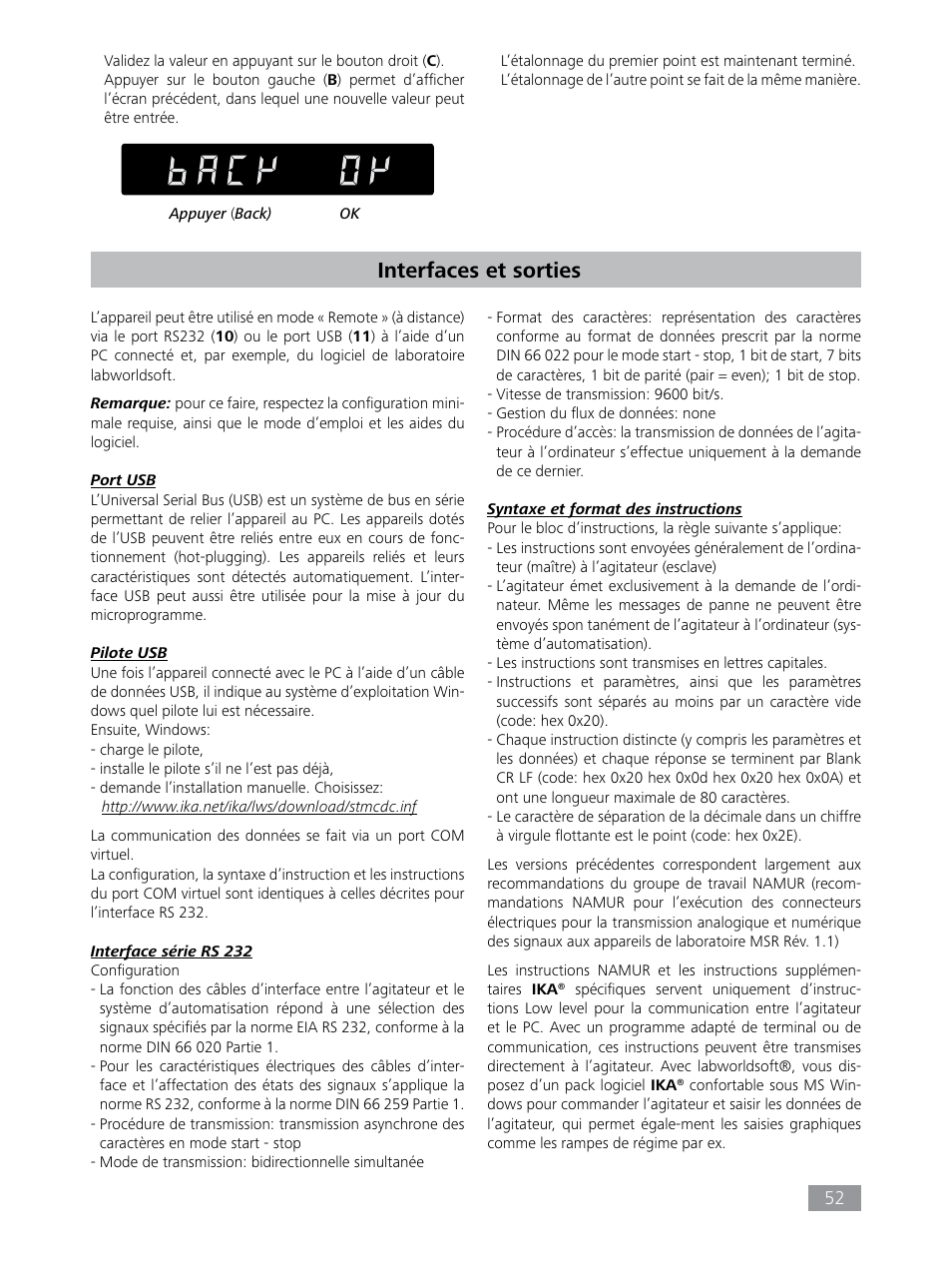 Interfaces et sorties | IKA HBC 10 baisc User Manual | Page 52 / 168