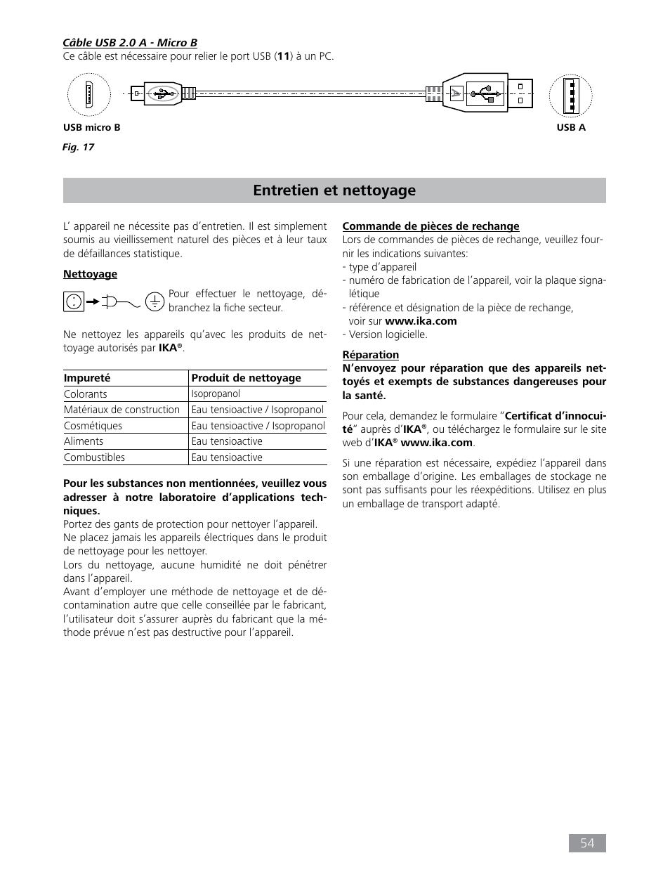 Entretien et nettoyage | IKA HBC 10 baisc User Manual | Page 54 / 168