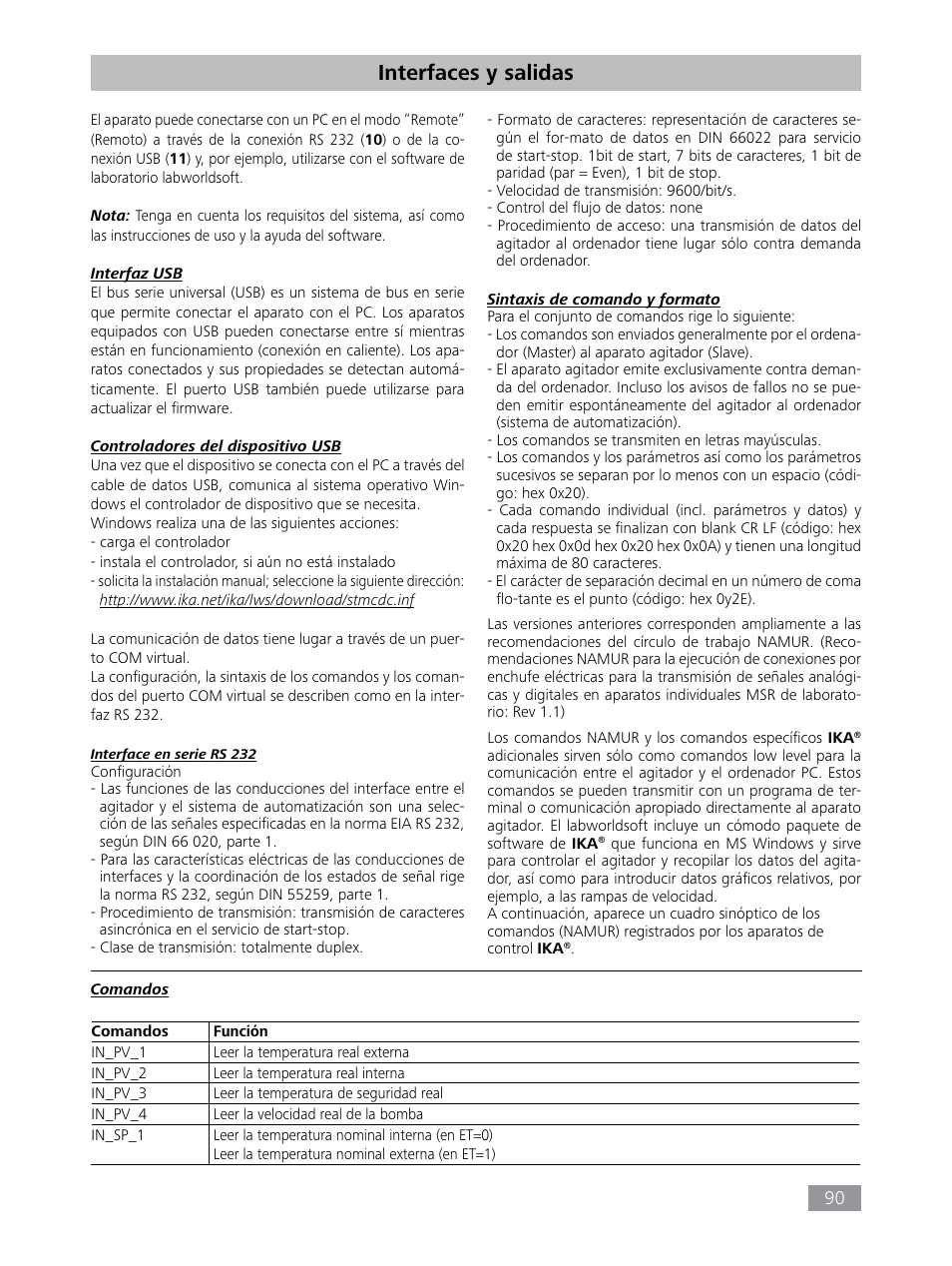 Interfaces y salidas | IKA HBC 10 baisc User Manual | Page 90 / 168