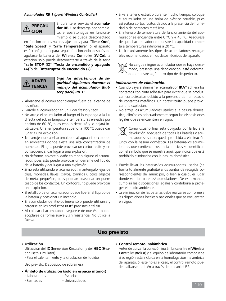Uso previsto | IKA HBC 10 control User Manual | Page 110 / 232