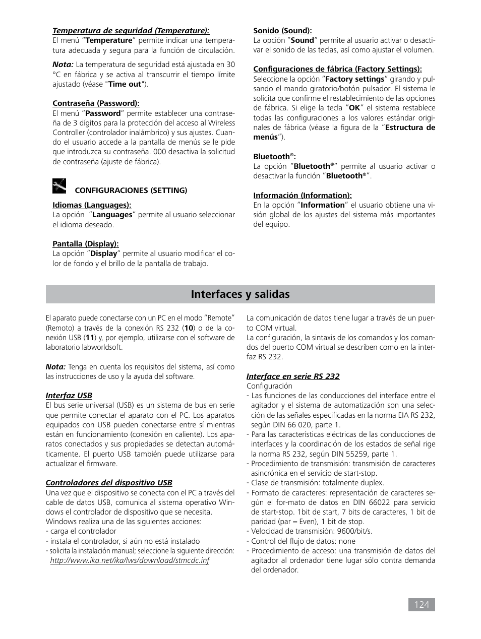 Interfaces y salidas | IKA HBC 10 control User Manual | Page 124 / 232
