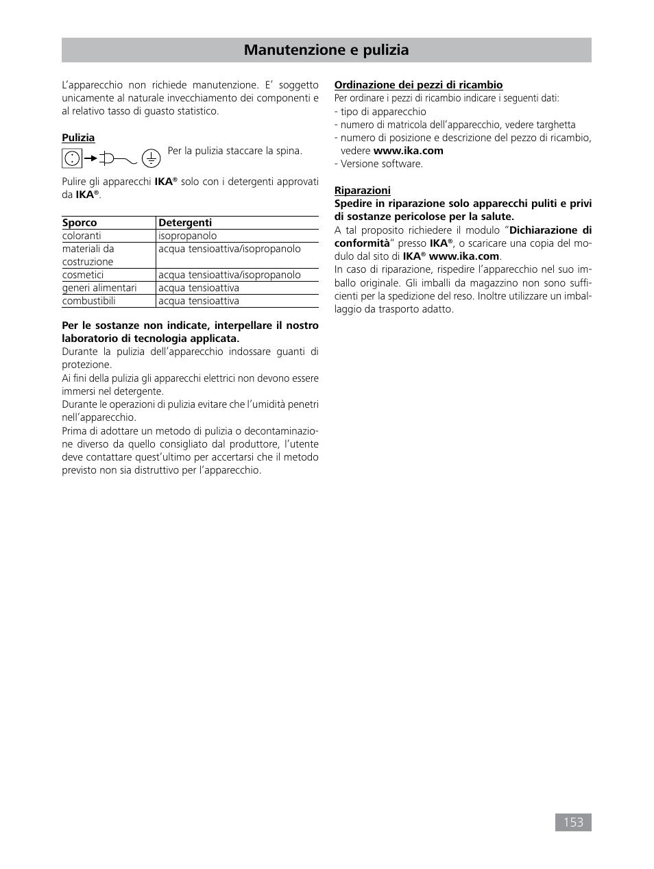 Manutenzione e pulizia | IKA HBC 10 control User Manual | Page 153 / 232