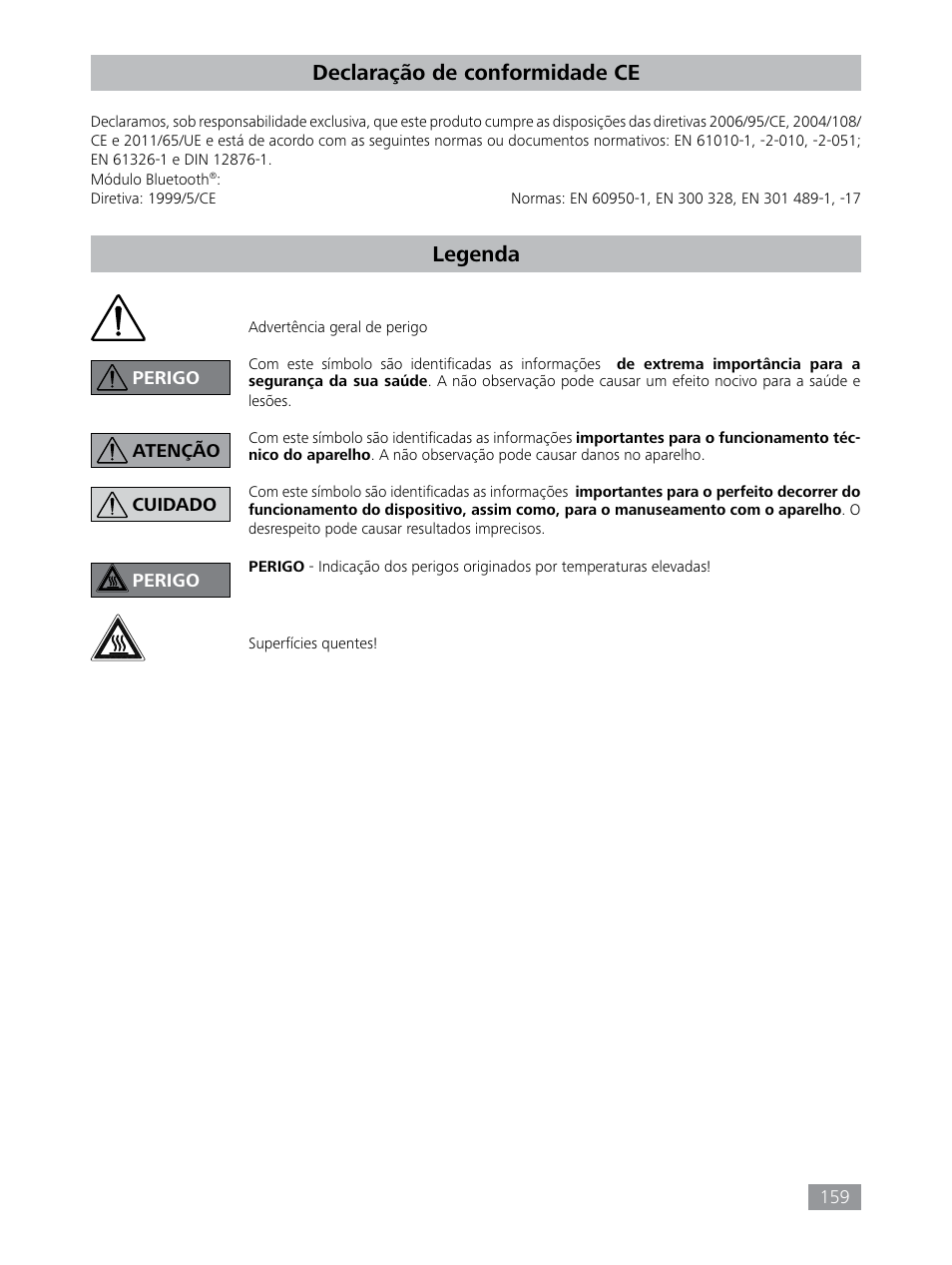 Declaração de conformidade ce legenda | IKA HBC 10 control User Manual | Page 159 / 232
