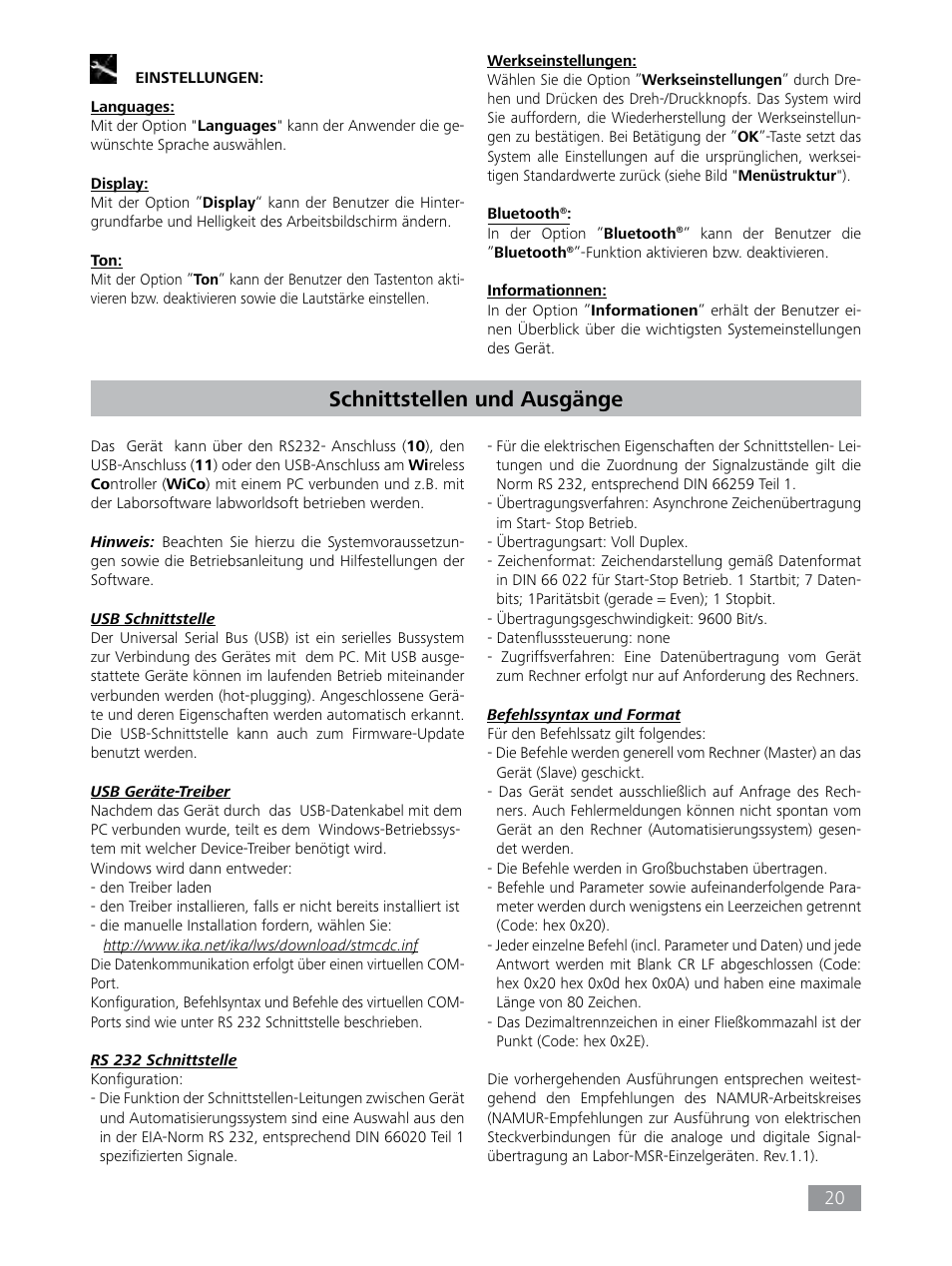 Schnittstellen und ausgänge | IKA HBC 10 control User Manual | Page 20 / 232