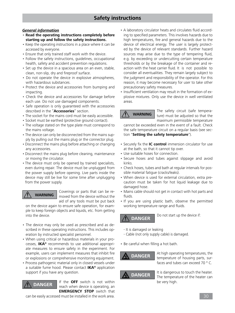 Safety instructions | IKA HBC 10 control User Manual | Page 30 / 232