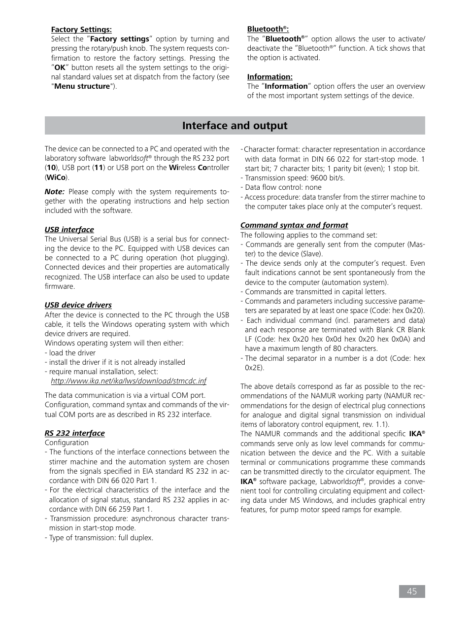 Interface and output | IKA HBC 10 control User Manual | Page 45 / 232