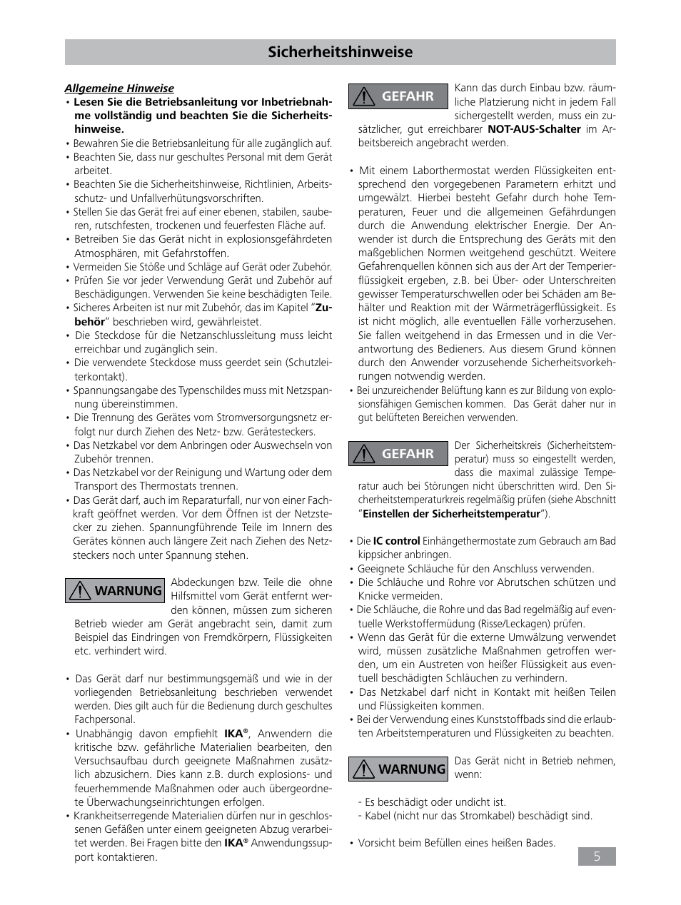 Sicherheitshinweise | IKA HBC 10 control User Manual | Page 5 / 232
