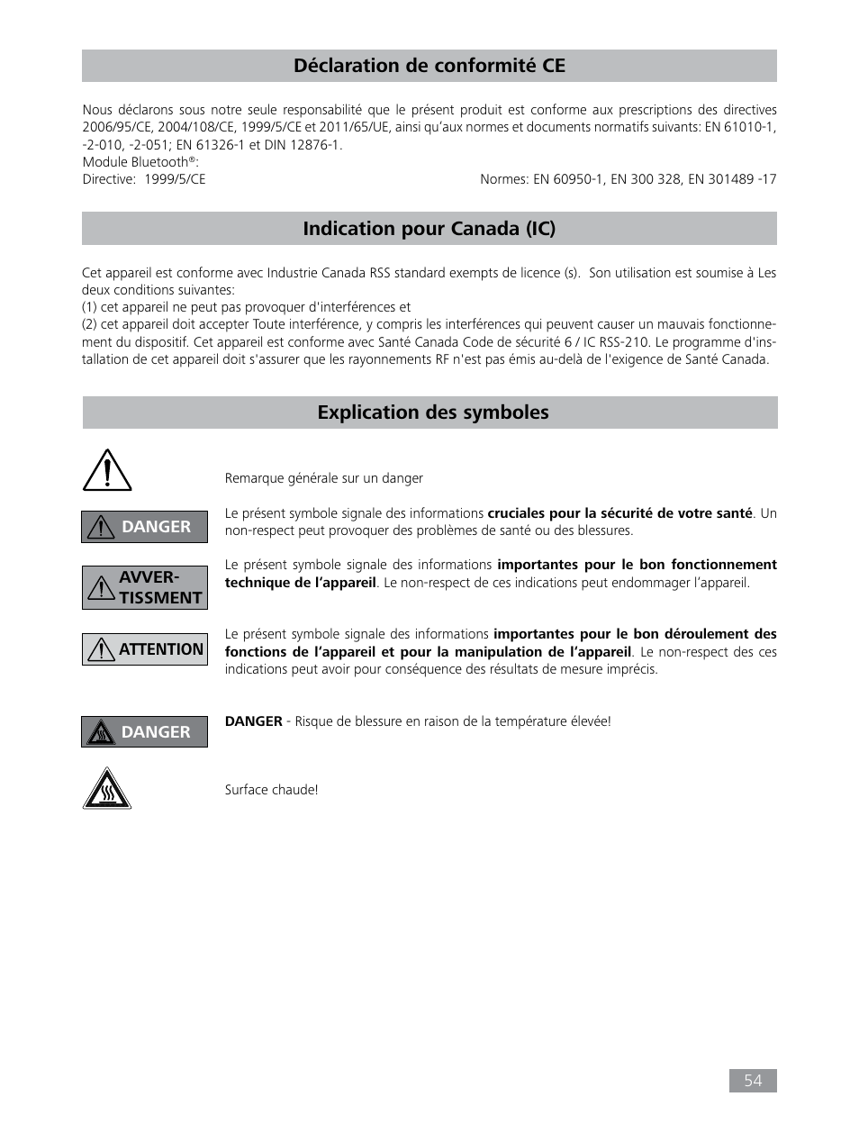 Indication pour canada (ic) | IKA HBC 10 control User Manual | Page 54 / 232