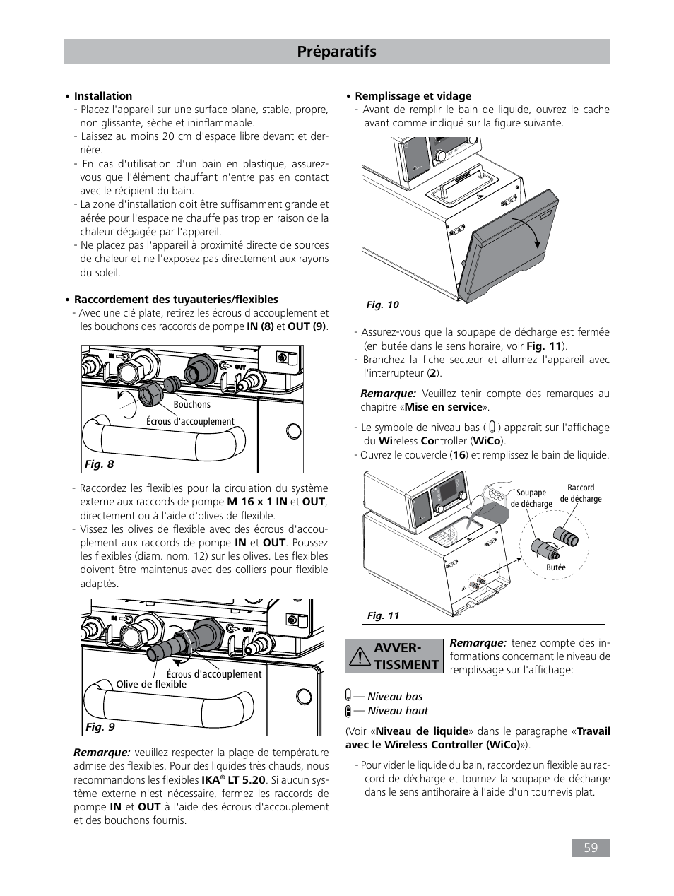 Préparatifs, Avver- tissment | IKA HBC 10 control User Manual | Page 59 / 232